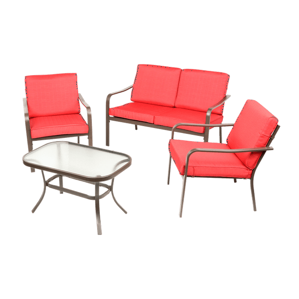 Mainstays Stanton 4 Piece Patio, Red Outdoor Furniture Sets