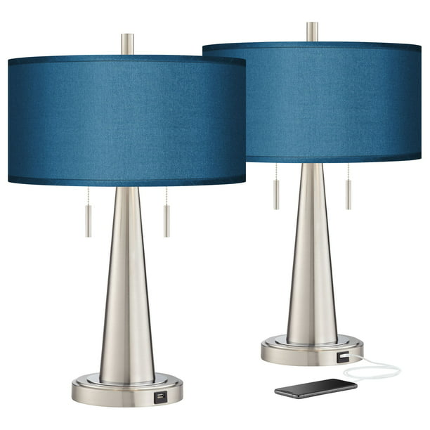 Possini Euro Design Modern Accent Table, Possini Euro Design Brushed Nickel Rectangle Table Lamp