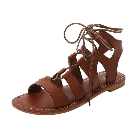 

Women s Gladiator Strap Sandals Flat Fisherman Cross Strappy Sandals Summer Roman Open Toe Sandals Lace up Flat Sandals Retro Women Sandals