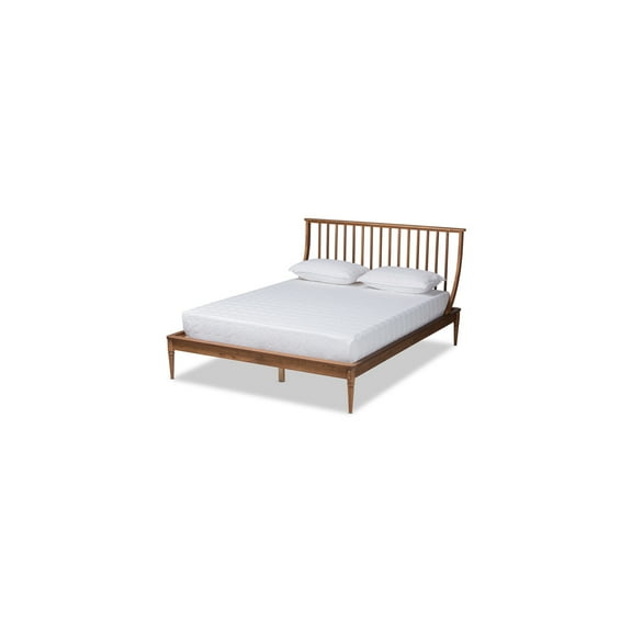HomeStock Handmade Home Classic and Traditional Transitional Walnut Brown Finished Wood King Size Platform Bed, Modern Platform Bed for Bedrooms, Sturdy Construction Bed Frames for All Rooms