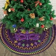 thumbnail image 4 of Festival Purple Christmas Tree Skirt Fleur De Lis Funny Tree Mat for Farmhouse Xmas Holiday Party Decorations Indoor Outdoor 36 Inch, 4 of 6