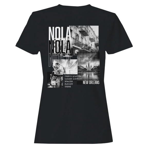 NOLA New Orleans Cityscape Collage Women's Black T-shirt