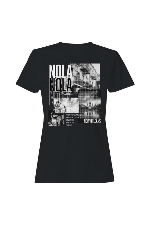 NOLA New Orleans Cityscape Collage Women's Black T-shirt