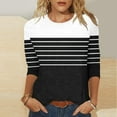 thumbnail image 2 of ZQUUVOU Women's T-Shirts Stripe Printed 3/4 Sleeve Crew Neck Tunic Causal Tops(White,XL), 2 of 5
