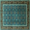 thumbnail image 1 of Ahgly Company Machine Washable Indoor Square Oriental Turquoise Blue Industrial Area Rugs, 5' Square, 1 of 4