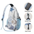 thumbnail image 3 of Nautical Starfish and Crustacean Print Lightweight Hiking Sling Backpack with Layered Storage Fashionable Design for Outdoor Enthusiasts and Travel Use, 3 of 4
