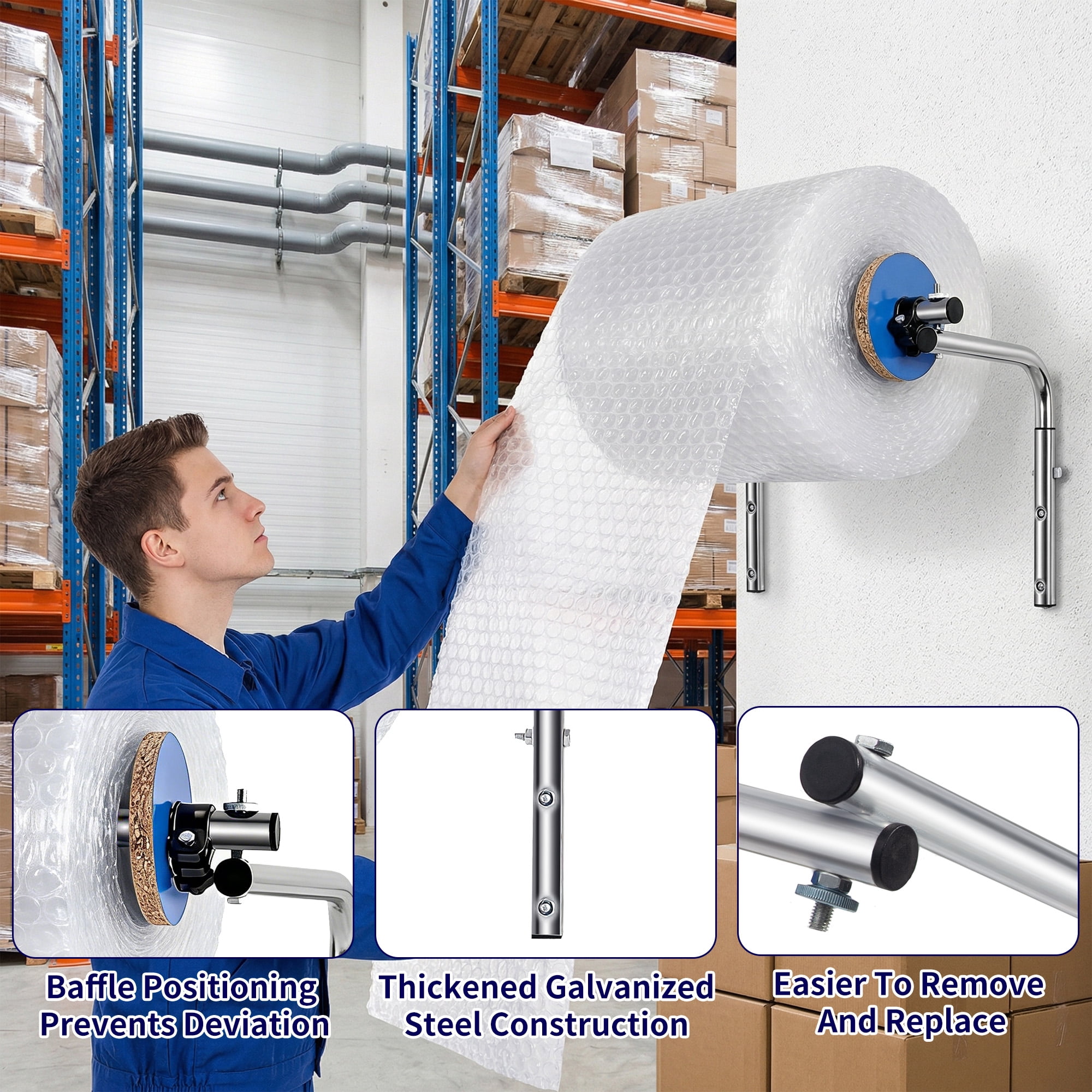 HI-REEKE Bubble Wrap Dispenser Wall Mount Bubble with width of 15.75" Cushioning Wrap Holder for Warehouse