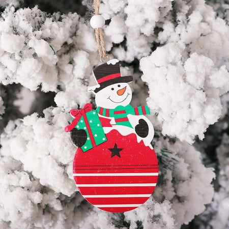 

MENRKOO Xmas Santa Claus Snowman Wooden Pendant Christmas Tree Pendant Color Pendant;2675