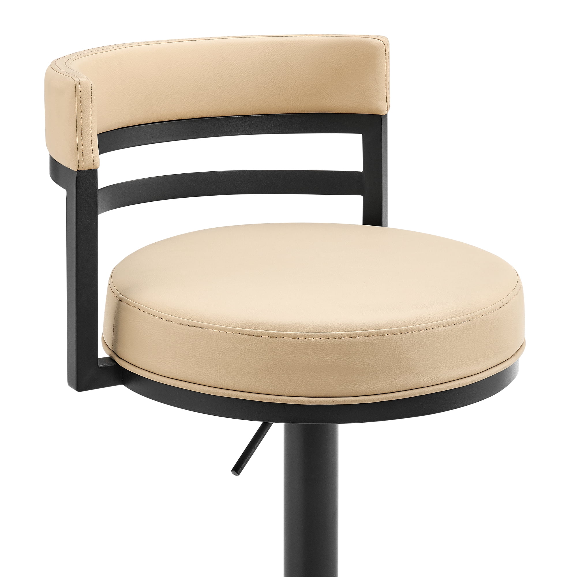 Judi Modern Industrial Swivel Metal Adjustable Height Barstool With Faux Leather Seat