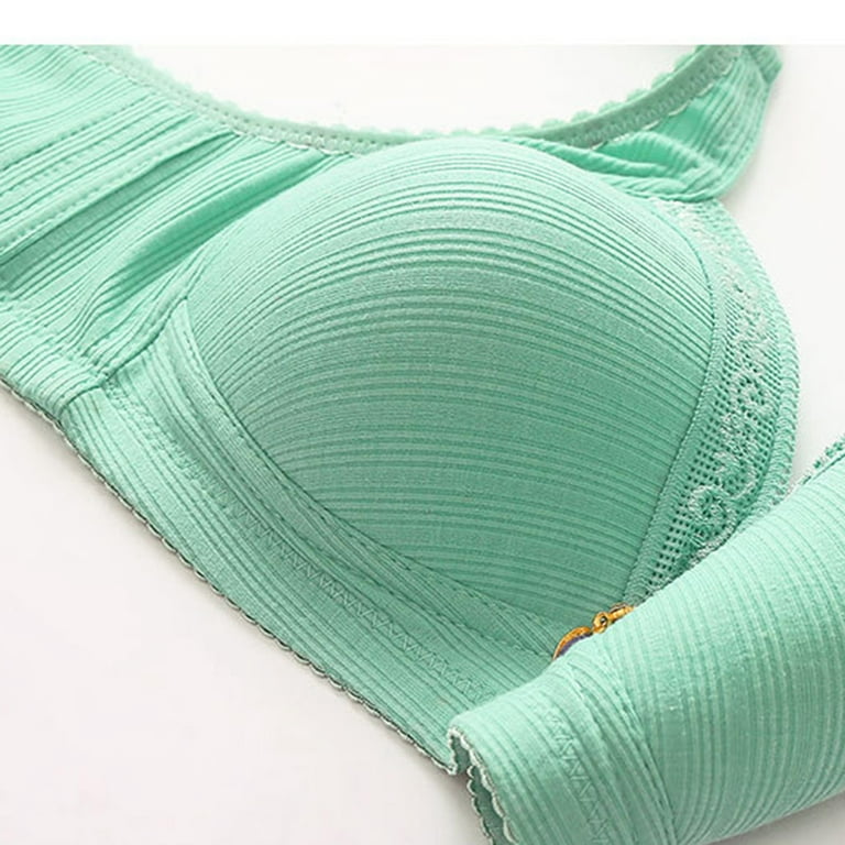 QUYUON Balconette Bra Wireless Bra Thin Cup Girl Comfortable Lace Underwear  Comfortable Balconette Bra Green M 