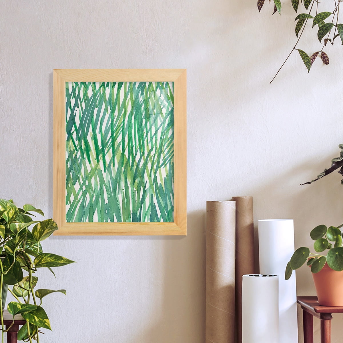 Just Grass I - Framed Print w/glass - Natural Wood
