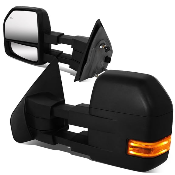 DNA Motoring TWM-055-T888-BK-AM For 2004 to 2014 Ford F150 Pair Powered Adjustment Side Towing Mirror w / LED Turn Signal Puddle Lights 05 06 07 08 09 10 11 12 13 Left Right