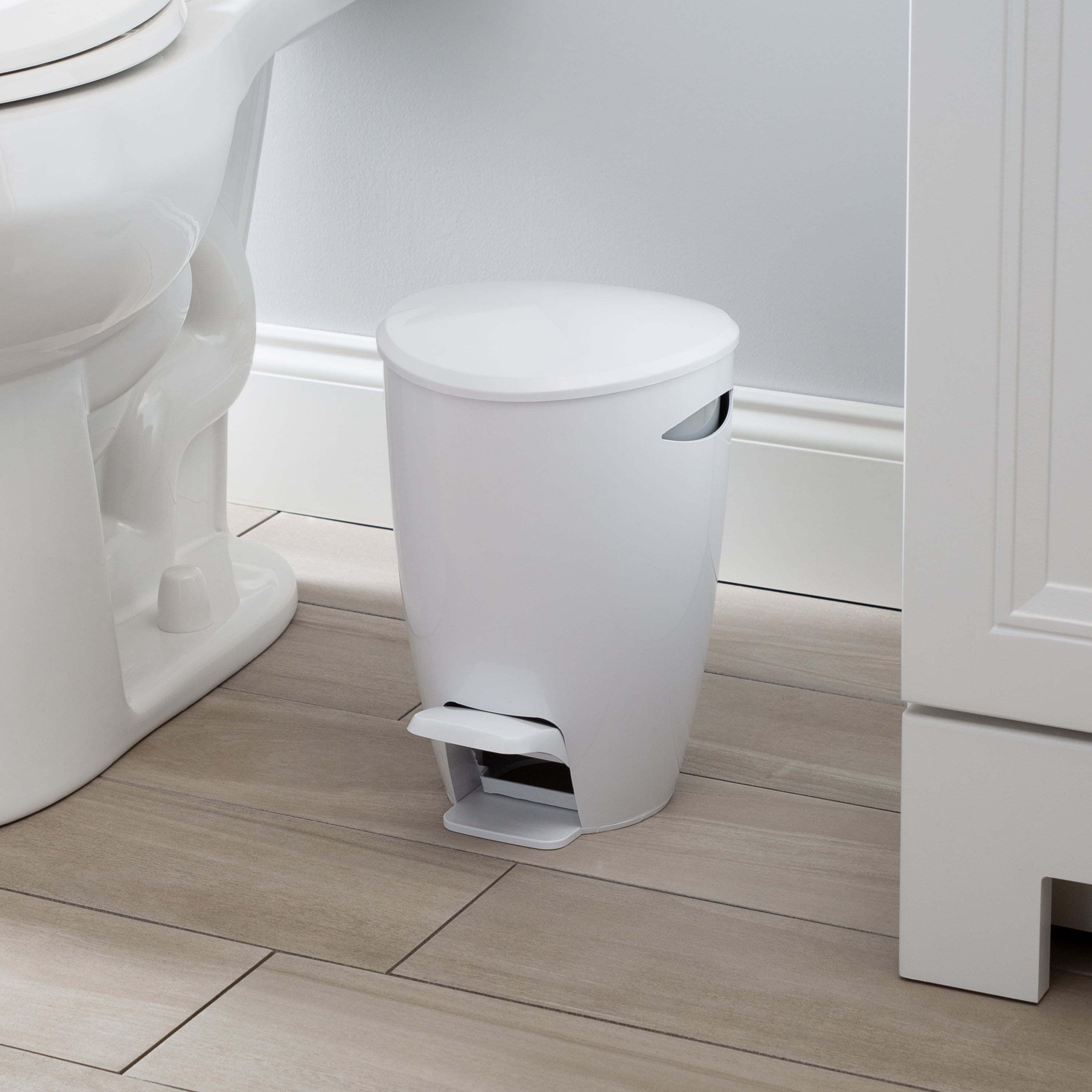 Bath Bliss Waste Bin and Toilet Brush Set in White