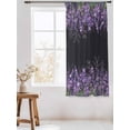 thumbnail image 3 of Sheer Curtains 72 Inches Long, Purple Lavender Semi Sheer Curtains Light Filtering Window Treatment, Spring Watercolor Wildflowers Plant Black Privacy Voile Drapes for Living Room Bedroom 52x72 Inch, 3 of 7