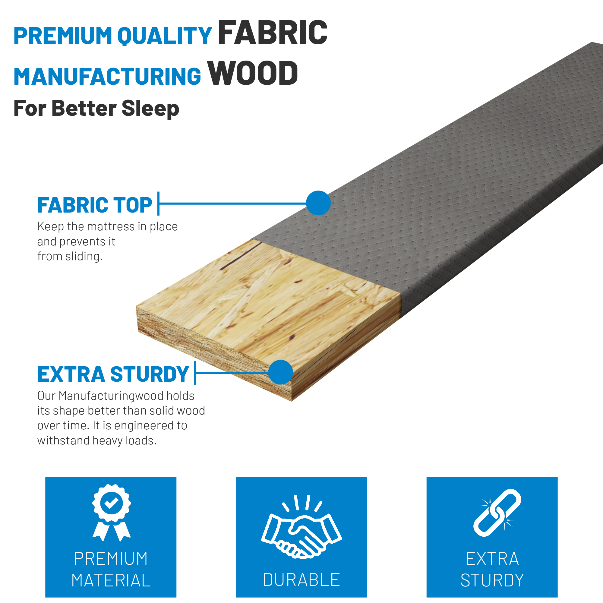 Continental Sleep, Heavy Duty Sleeper Sofa Support Slats, 63" x 35.5" Wood Base to Fix Sagging Seats, Reinforced Under Cushion Panel for Sofas and Bed Support, Pull Out Couch Mattress Board