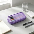 thumbnail image 6 of Double Layer Large Capacity Pencil Case,Fashion Aesthetic Canvas Stationery Bag for Make-up Brush & Stationery Supplies Storage,Office Desk Organizer Bag,Purple, 6 of 7
