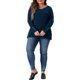 thumbnail image 2 of Blusas de suéter de punto de talla grande para mujeres, de manga larga, cuello en V, con botones, suéter casual, 4X azul marino, 2 of 6