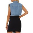 thumbnail image 3 of Chaleco de mezclilla sin mangas con borlas para mujeres, chaqueta de jeans, azul claro M, 3 of 5