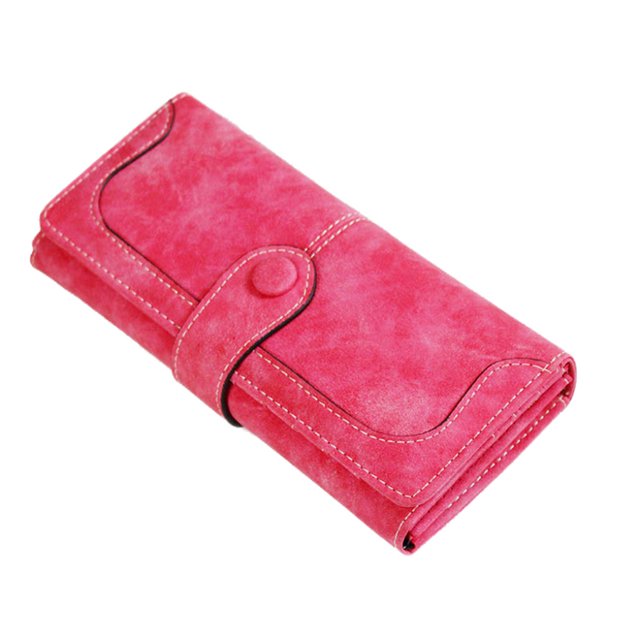 PU cuero billetera larga de color sólido para mujeres con soporte para tarjetas pequeñas en efectivo monedas de monedas consultorio para acampar suministros femeninos regalos rojos Inevent AP009352-01