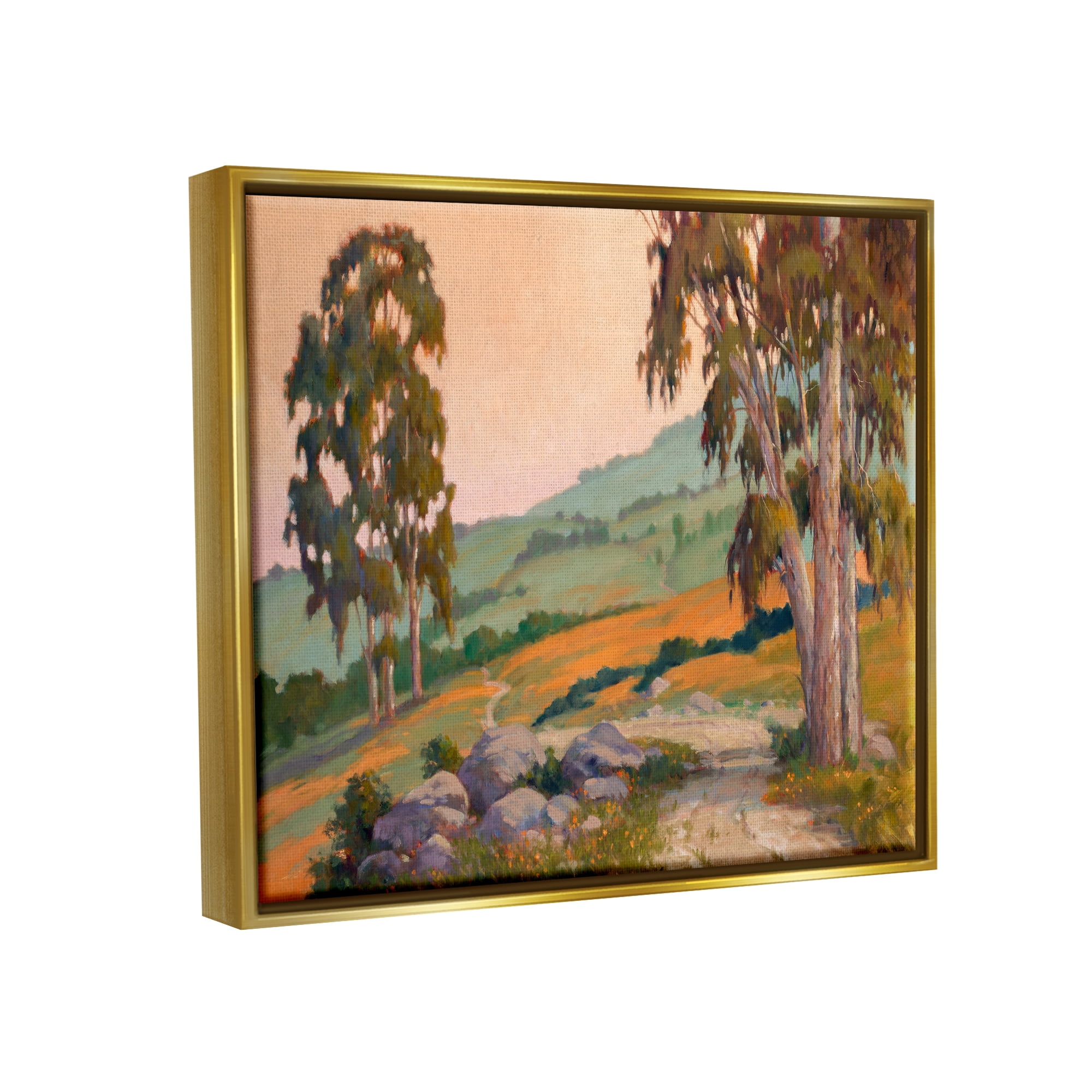 Stupell Bold Landscape Trail Nature Scene Landscape Painting Gold Floater Framed Art Print Wall Art