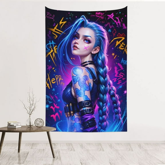 Wall Hanging Decoration Tapestry, Arcane Blue Jinx Art Poster For Living Room Home Decor 60x40 Inches