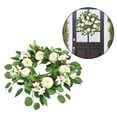 thumbnail image 3 of 45cm corona de peonía Artificial de seda bnca, guirnalda de peonía de puerta frontal para interior al aire libre, decoración del hogar Decoración de Baoblaze Guirnalda de puerta floral, 3 of 8
