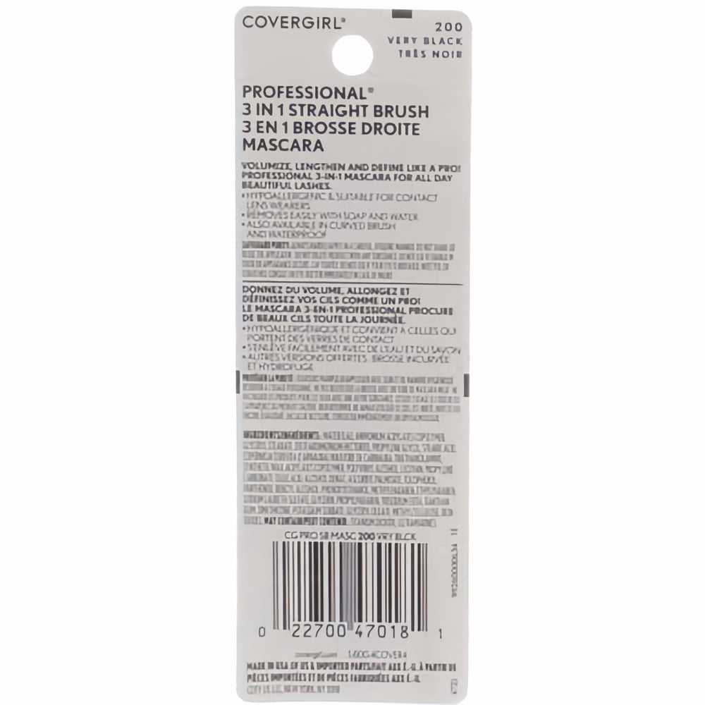 COVERGIRL Professional Mascara Regular Brush Very Black 200 .3 Fl Oz (Pack of 6)