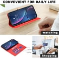 thumbnail image 6 of for iPhone 16 Plus Wallet Flip Case, Luxury Premium PU Leather Card Slots Strong Magnetic Closure Kickstand RFID Blocking Phone Case Cover for iPhone 16 Plus - Red, 6 of 8