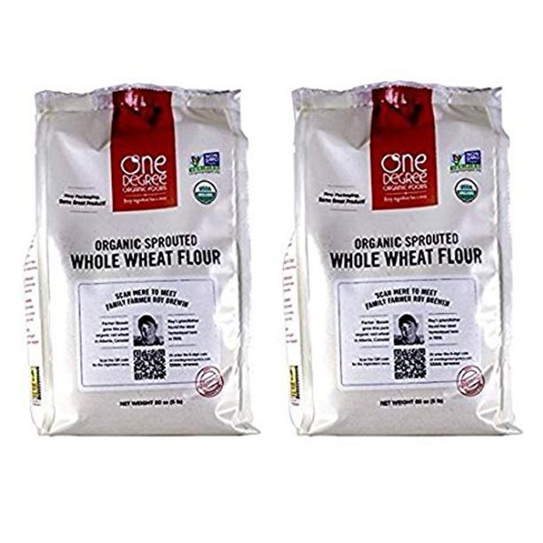 One Degree Organic Foods Sprouted Whole Wheat Flour, 80 Ounce (2Pack