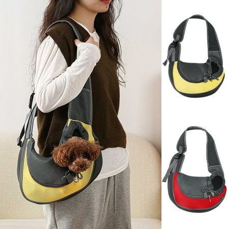 Breathable Mesh Pet Carrier  Soft Padded Sling Bag  Front Access Pocket  Adjustable Shoulder Strap  for Small Dogs Cats  Travel Friendly  Portable Pet Sling  Durable Nylon Fabric  for Soulcaz