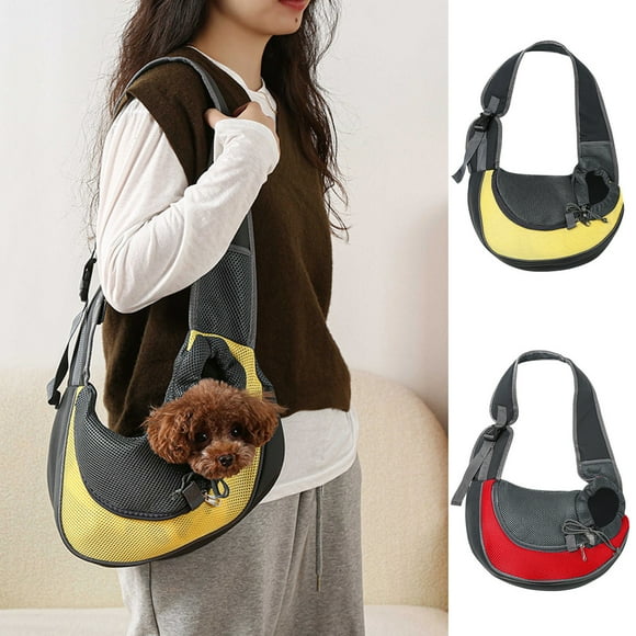 Xihbxyly Transportín Pequeño para Mascotas, Bandolera Ajustable, Malla Transpirable, Correa Acolchada Cómoda, Manos Libres, Solución de Viaje para Perros y Gatos, 37 X 29 Cm