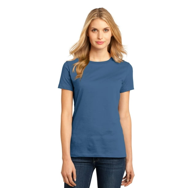 District Made® - Camiseta de mujer Perfect Weight® Crew. DM104L Azul Marítimo 4XL Distrito DM104L