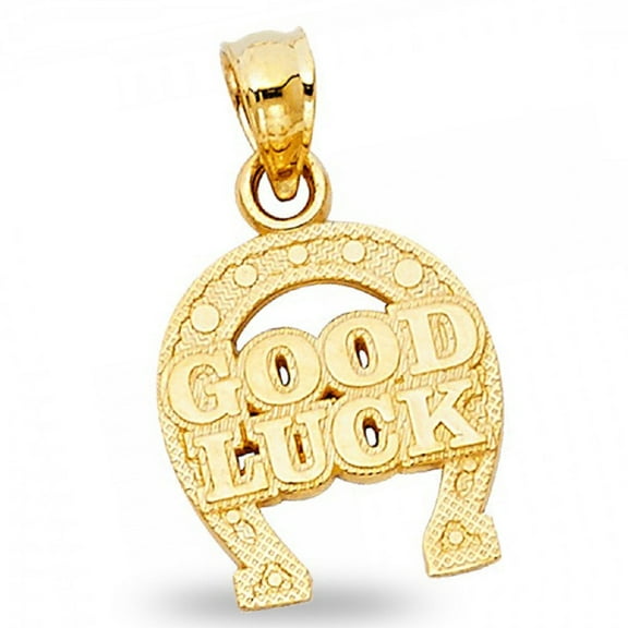 14k Yellow Gold Lucky Charm Good Luck Horseshoe Pendant Diamond Cut High Polished Solid Style New 13 mm x 12 mm