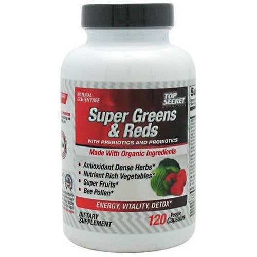 Top Secret Nutrition Super Greens & Reds, Vegetarian Capsules, 120 CT