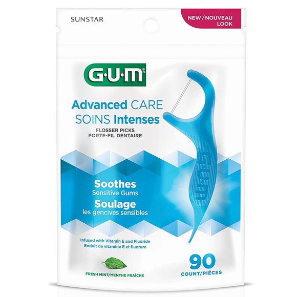 GUM® Advanced Care Flosser, Infused with Vitamin E & Fluroide, Fresh Mint Flavour, 90 Count