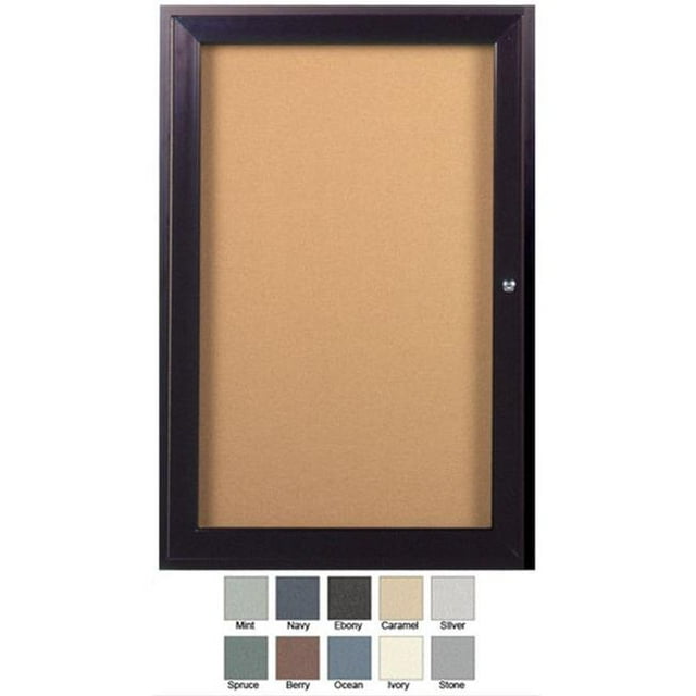 Ghent PB13630VX-195 36 in. x 30 in. 1-Door Bronze Aluminum Frame Enclosed Vinyl Bulletin Board - Navy