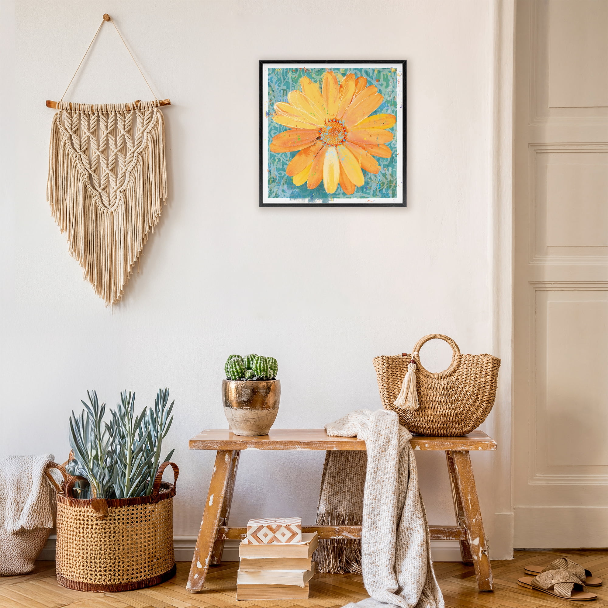 Stupell Industries Urban Daisy over Graffiti Black Framed Giclee Art, design by Porter Hastings