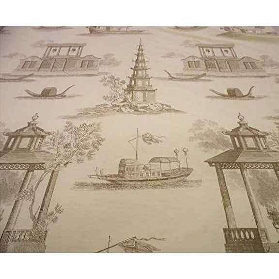 Yard Fabric Robert Allen Beacon Hill Dragon Boat Light Taupe Brown Drapery JJ24