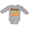 thumbnail image 3 of Inktastic Thanksgiving Sassy Lil Pumpkin with Fall Leaves Girls Long Sleeve Baby Bodysuit, 3 of 5