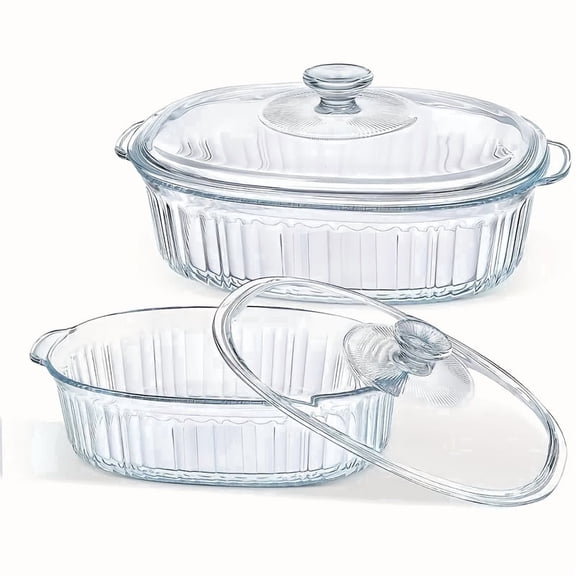 62 oz Oval Glass Casserole Dish with Glass Lid