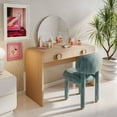thumbnail image 2 of TOV Furniture Manu Teal Nubby Performance Fabric Side Chair, 2 of 8