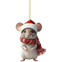 Lilixerw Funny Mouse Christmas Ornament,Flat 2D Acrylic Festival Hanging Decor for Xmas Tree,Holiday Home Pendant,Xmas Gifts