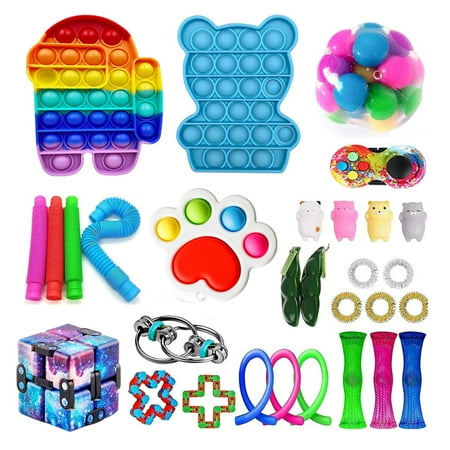 30 Pcs Fidget Toy Pack, Pop Bubble Cheap Sensory Fidget Toy Set Stress Relief