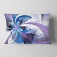 thumbnail image 2 of Designart Symmetrical Fractal Flower in Blue - Floral Throw Pillow - 12x20, 2 of 5