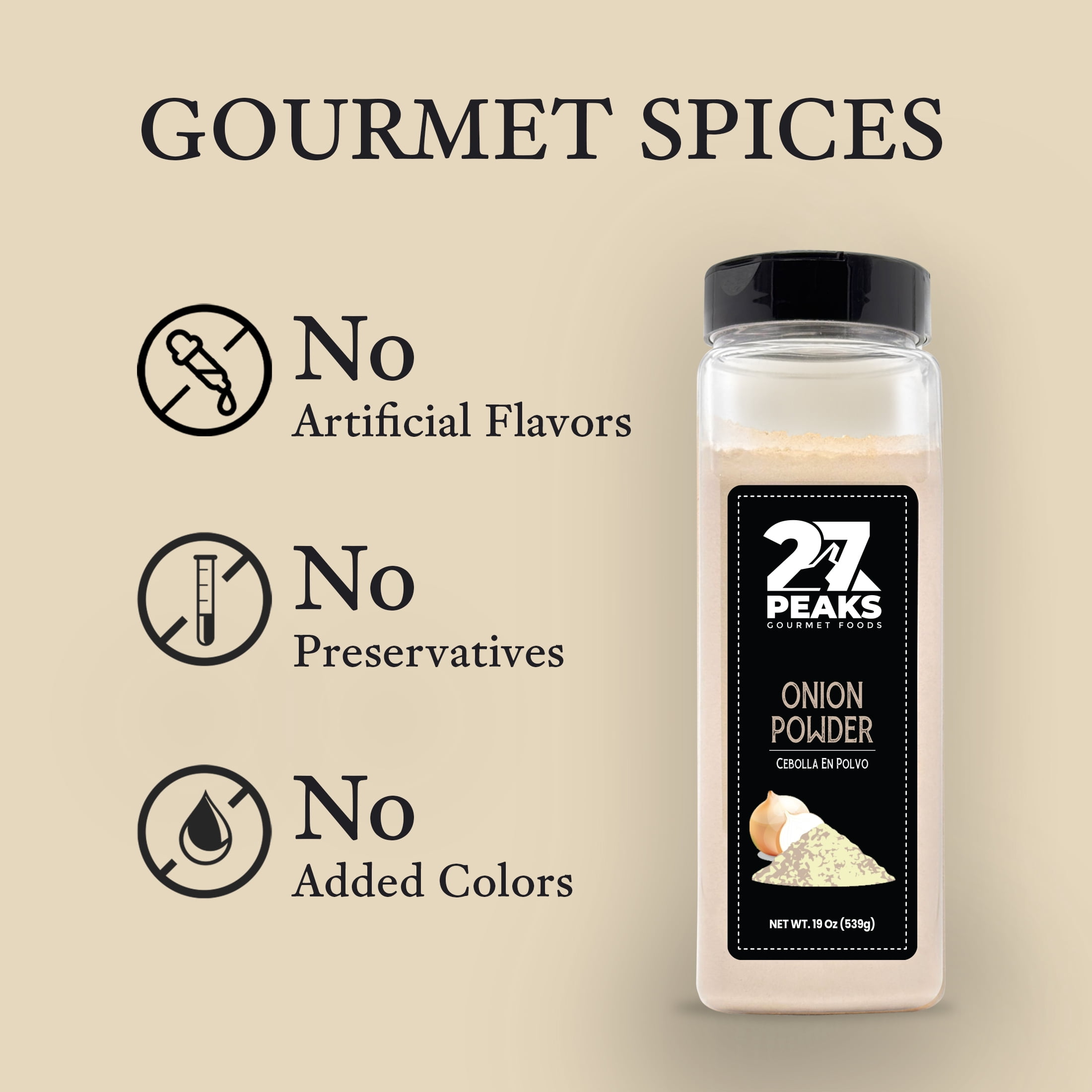 27 Peaks Gourmet No Artificial Flavors Onion Powder, 19 oz Bottle