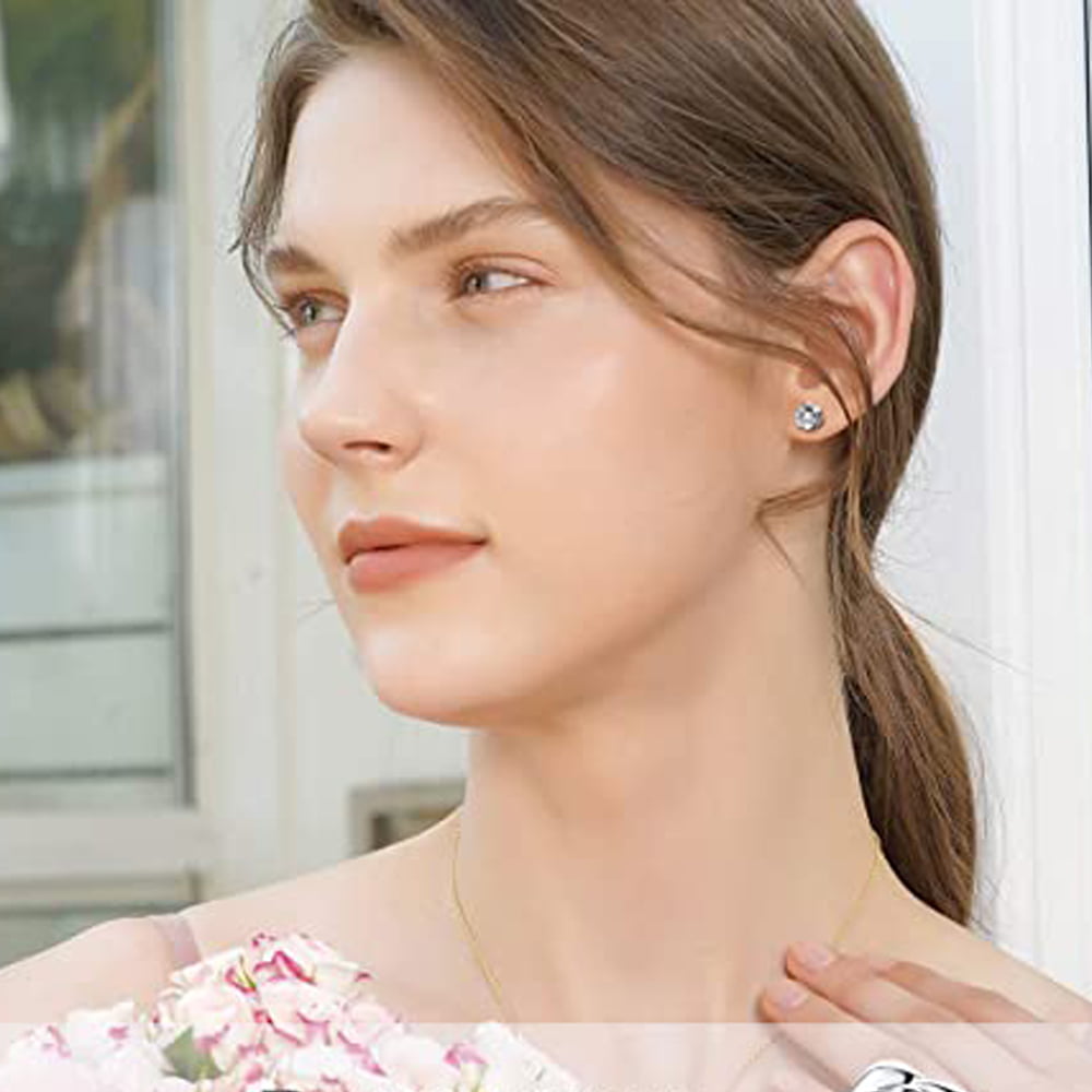 Diamond Studs Earrings,Piercing Earring Studs Cubic Zirconia Inlaid  Hypoallergenic Nickel Free Earrings,Not Allergic