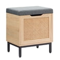 thumbnail image 3 of Folding Storage Ottoman Bench, Natural Rattan Ottoman for Entryway Storage Bench Padded Seat with Memory Foam for Bedroom End of Bed, Living Room 16inch, 3 of 9