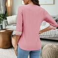 thumbnail image 3 of Fesfesfes Women's V-Neck Knit Sweater Comfy Long Sleeve Ribbed Cuffs V-Neck Blouses with Buttons Solid Color Trendy Tops for Daily Wear(Pink#3,XL), 3 of 8