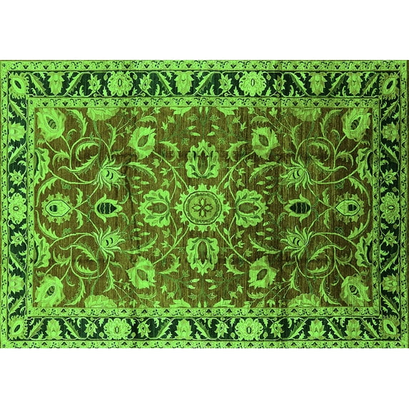 Ahgly Company Indoor Rectangle Oriental Green Industrial Area Rugs, 5' x 8'
