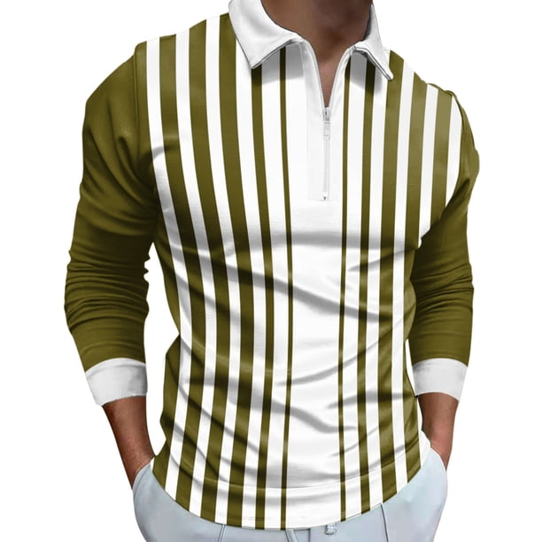 Gibobby Playera tipo polo hombre Camiseta informal con estampado de otoño para hombre, camiseta de manga larga con cuello vuelto(Amarillo,M)